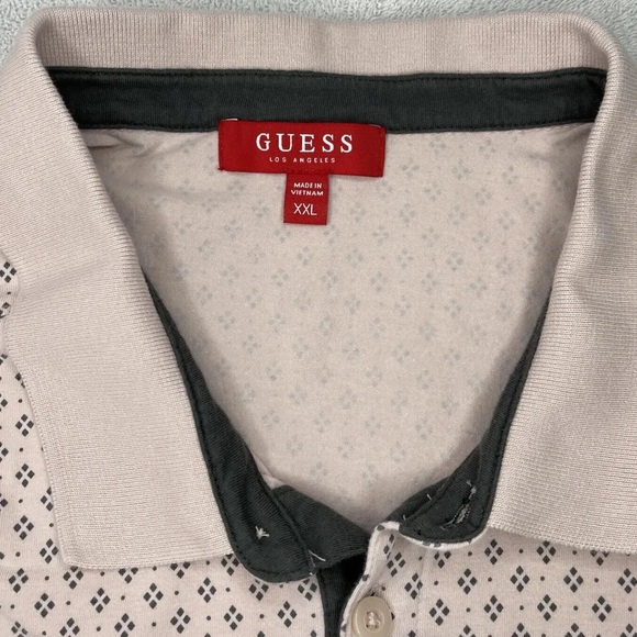 Guess Los Angeles Men’s Size XXL Light Pink Short Sleeve Polo Shirt - Picture 3 of 6